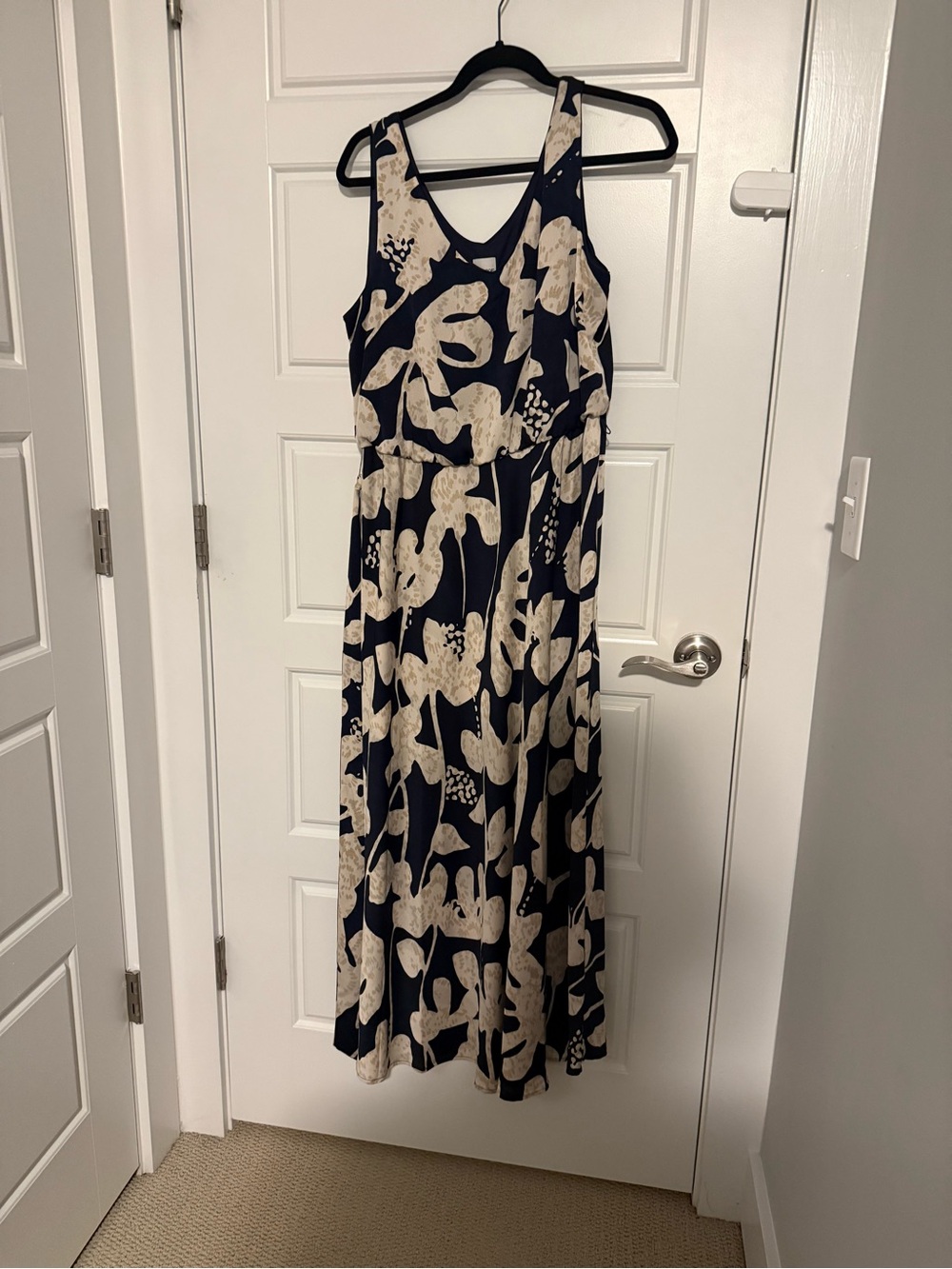 NIC+ZOE Navy Maxi Dress with Cream Floral Motif